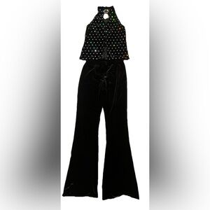 Kelle large adult velvet two piece black and sequin outfit